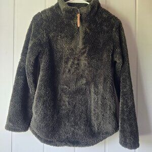 Four Steeds Women's Casual Sherpa Fleece Pullover 1/4 Zip Dark Hunter‎ Green XS.
